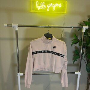 Nike Air Cropped Quarter-Zip Sweatshirt (Pink / Black) - Size Medium